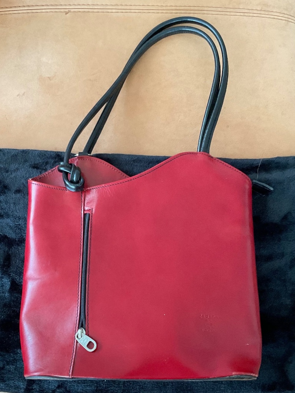 Zagara Ladies Red Leather Convertible backpack/handbag